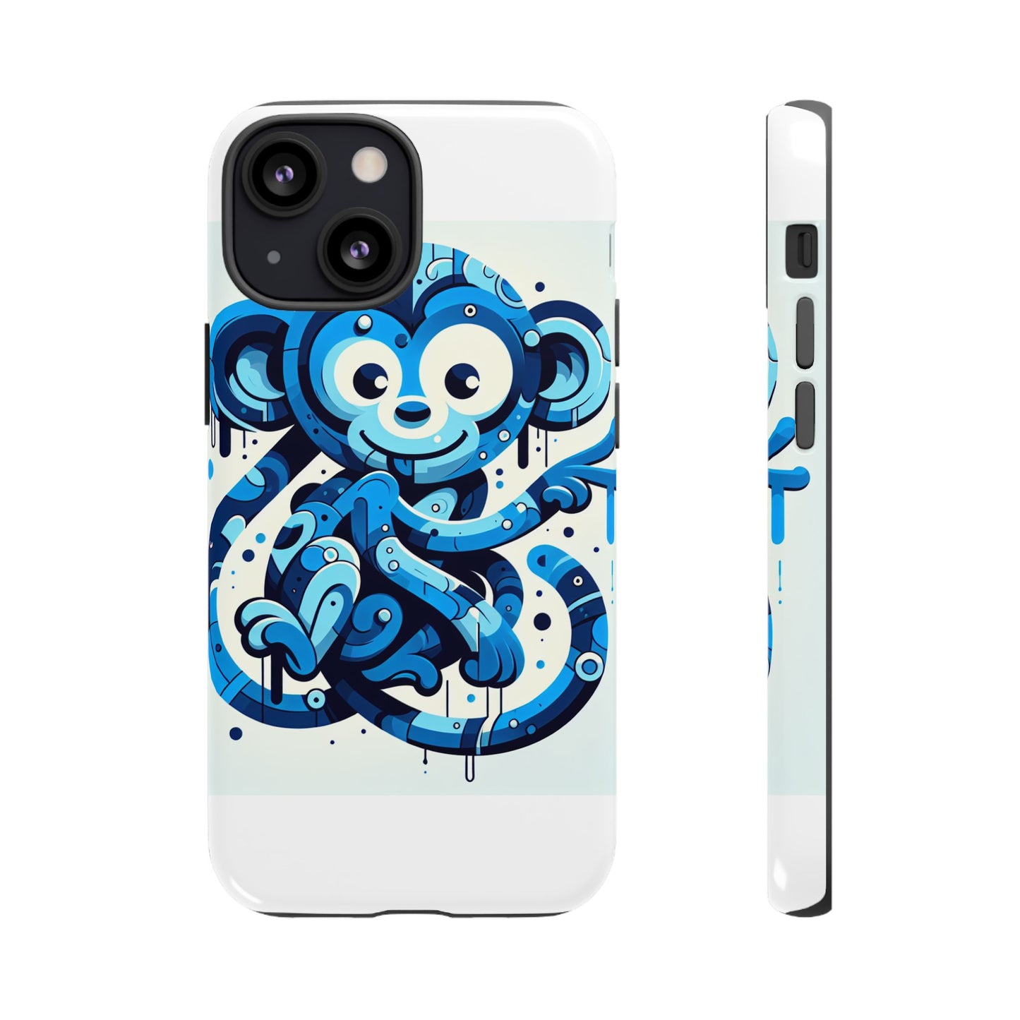 protective 3d wrap phone case with playful monkey design in blue – stylish protection for men and women compatible with iphone 13, 14, 15 & 16 – all models including pro, pro max & plus