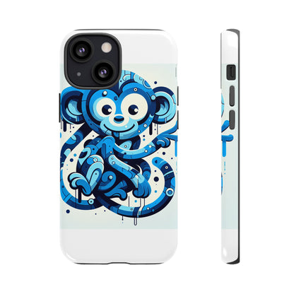 Protective 3D Wrap Phone Case with Playful Monkey Design in Blue – Stylish Protection for Men and Women Compatible with iPhone 13, 14, 15 & 16 – all models including Pro, Pro Max & Plus