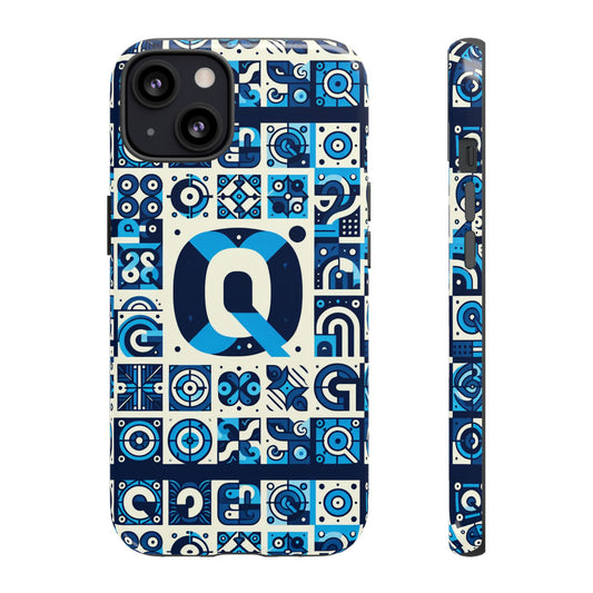 Blue Alphabet Letter Q Phone Case with 3D Wrap Protective Cover for Smartphones Kids and Adults Stylish Silicone Shock Absorption Durable Design