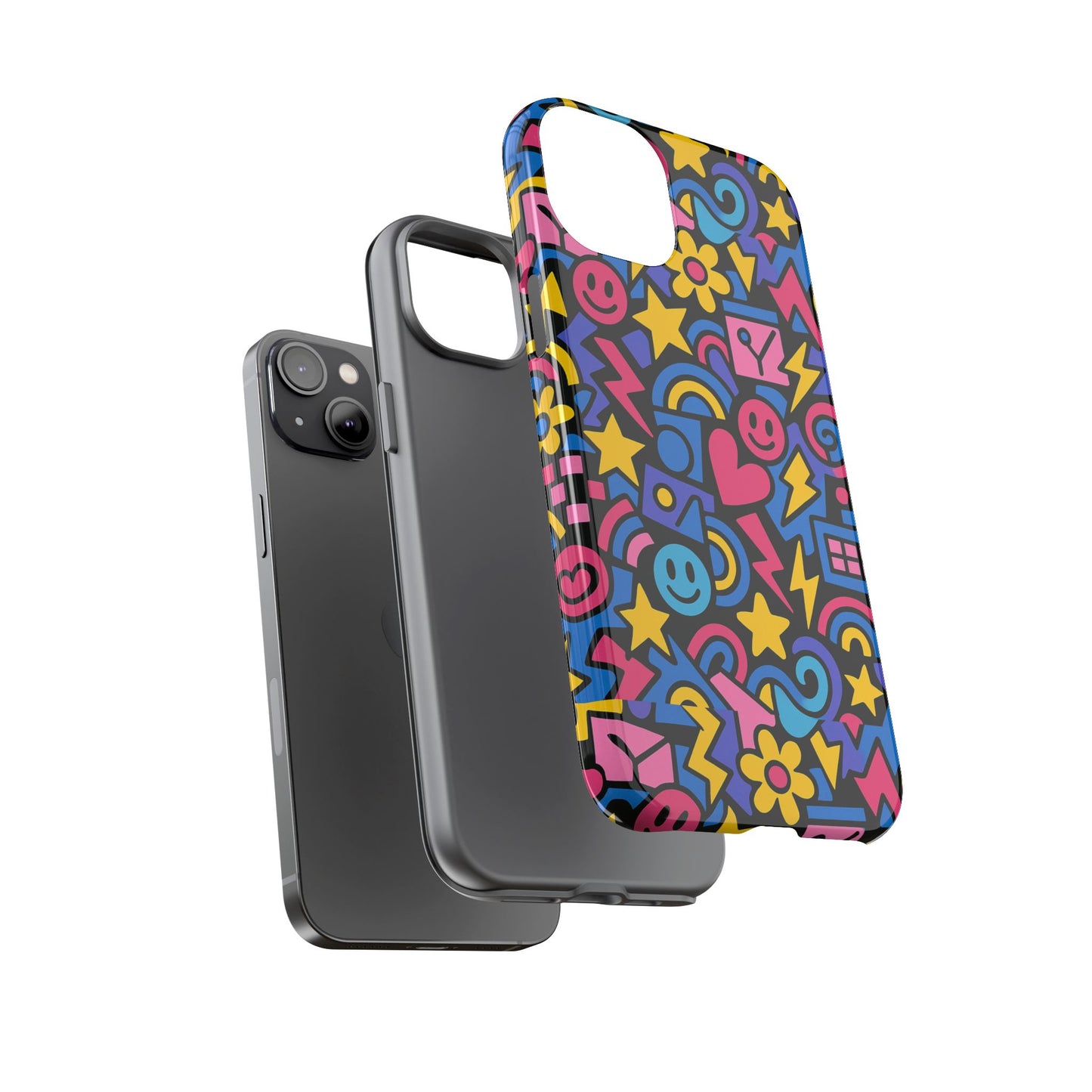 vibrant multicolour cartoon protective phone case – playful 3d design for stylish protection – compatible with iphone 13, 14, 15 & 16 – all models including pro, pro max & plus