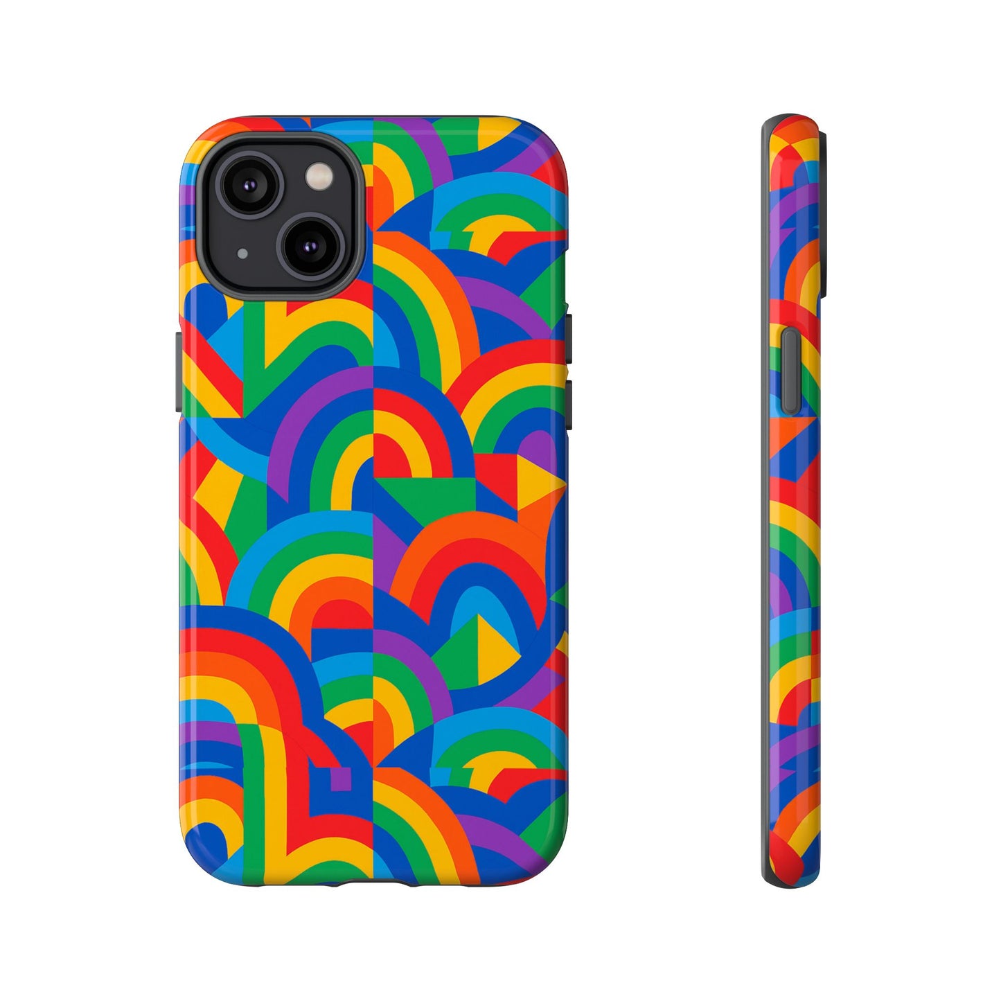 multicolour rainbow protective phone case with 3d design for stylish protection compatible with iphone 13, 14, 15 & 16 – all models including pro, pro max & plus
