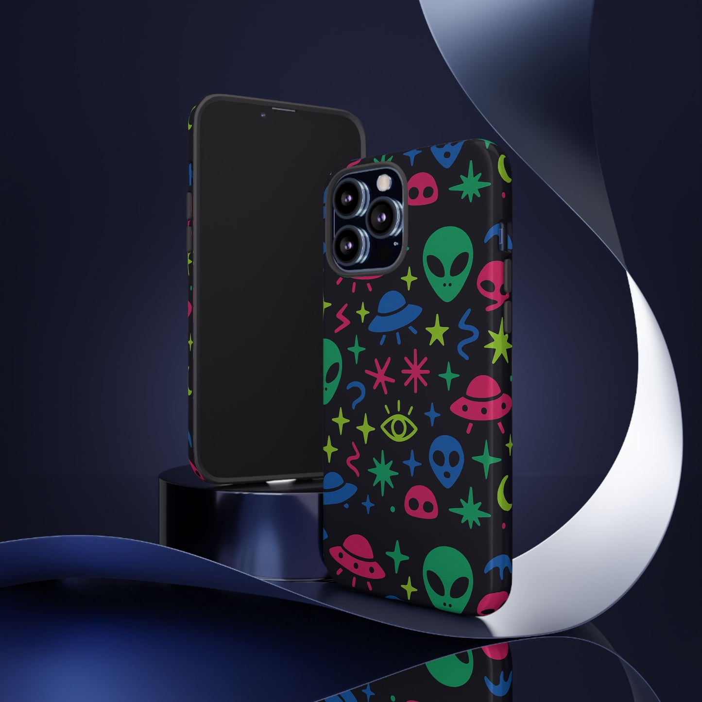 vibrant alien pattern protective phone case with 3d wrap design for unique expression – stylish protection compatible with iphone 13, 14, 15 & 16 – all models including pro, pro max & plus