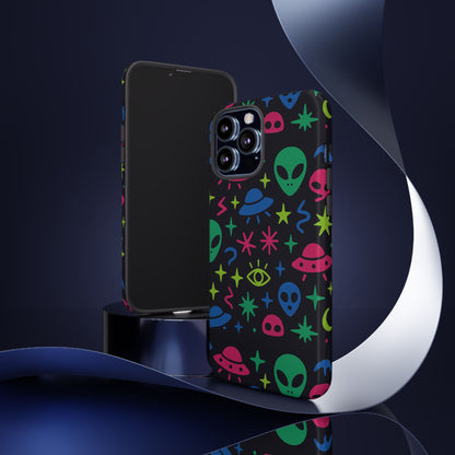 Vibrant Alien Pattern Protective Phone Case with 3D Wrap Design for Unique Expression – Stylish Protection Compatible with iPhone 13, 14, 15 & 16 – All Models Including Pro, Pro Max & Plus