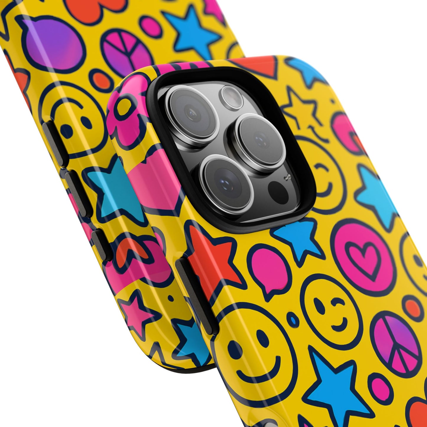 multicolour emoji protective phone case with 3d wrap design for stylish protection and individual expression compatible with iphone 13, 14, 15 & 16 – all models including pro, pro max & plus