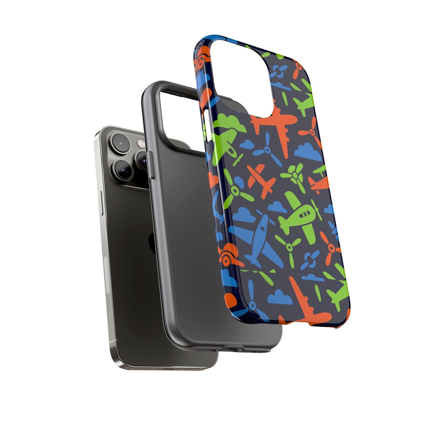 vibrant airplane pattern protective phone case for colourful accessory durable design compatible with iphone 13, 14, 15 & 16 – all models including pro, pro max & plus