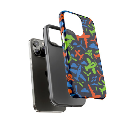 Vibrant Airplane Pattern Protective Phone Case for Colourful Accessory Durable Design Compatible with iPhone 13, 14, 15 & 16 – all models including Pro, Pro Max & Plus