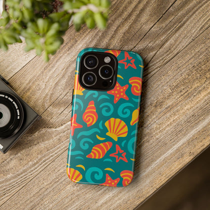 Vibrant Coastal Shell Pattern Protective Phone Case for Stylish Self-Expression Compatible with iPhone 13, 14, 15 & 16 – all models including Pro, Pro Max & Plus