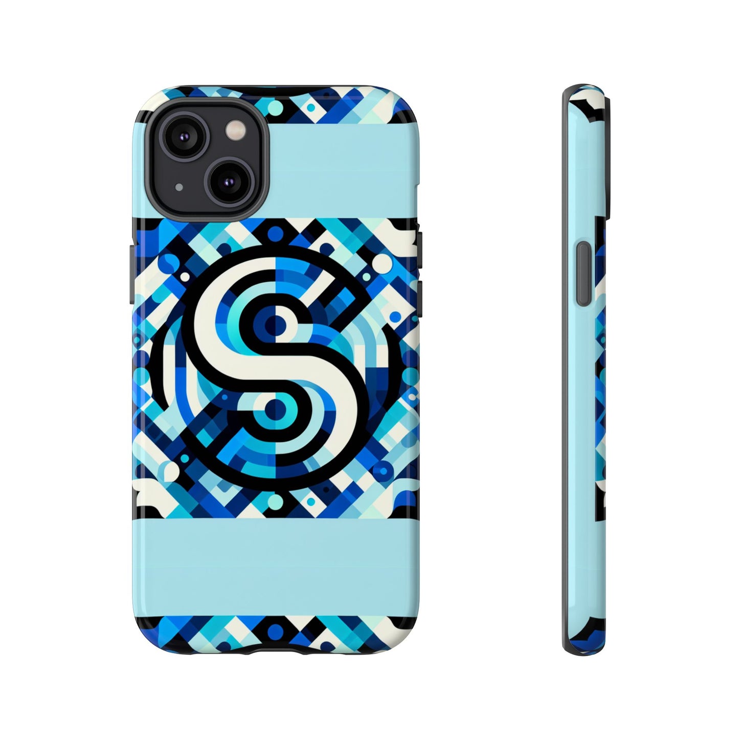 letter blue alphabet s phone case with 3d wrap design for stylish protection and unique retro anime comic style