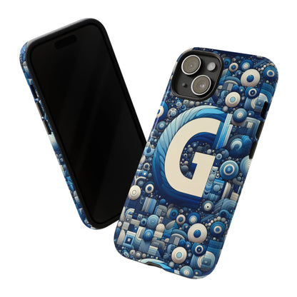Blue Alphabet G Phone Case for iPhone and Android Shockproof Protective Cover with 3D Wrap Design and UV Protection