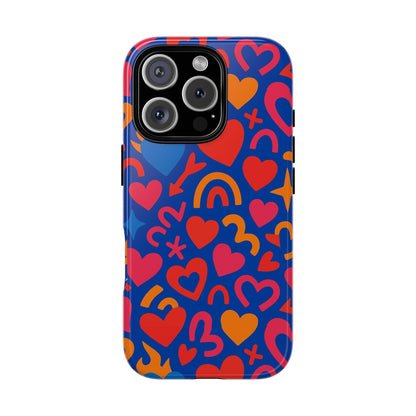Vibrant Multicolour Heart Design Protective Phone Case Stylish Accessory for Self-Expression Compatible with iPhone 13, 14, 15 & 16 – all models including Pro, Pro Max & Plus