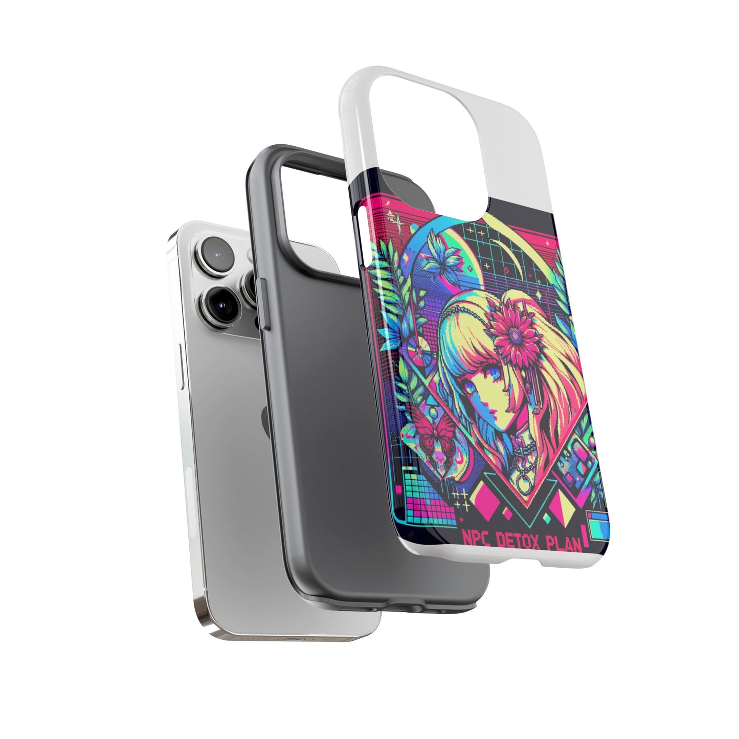 npc detox plan - vibrant protective phone case for anime and comic lovers, durable shock absorption, uv protected, glossy or matte finish