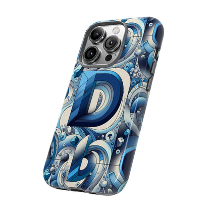 Blue Alphabet D Phone Case with 3D Wrap and Shock Absorption for Kids and Teens Durable TPU Cover with Vivid Print and UV Protection