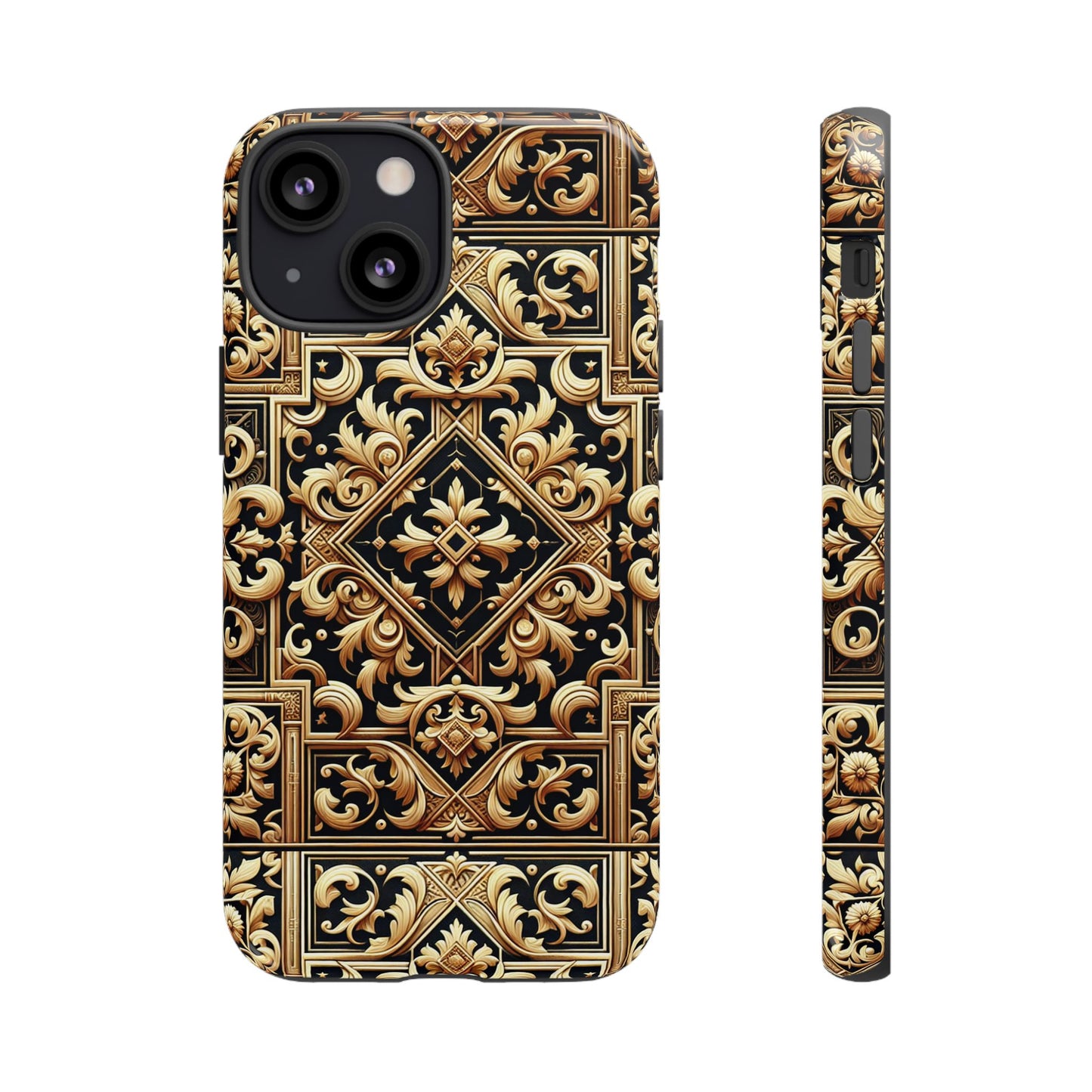 pattern image 3 vibrant shockproof phone case for anime and comic fans - ornate baroque gold design - compatible with iphone 13, 14, 15 & 16 – all models including pro, pro max & plus