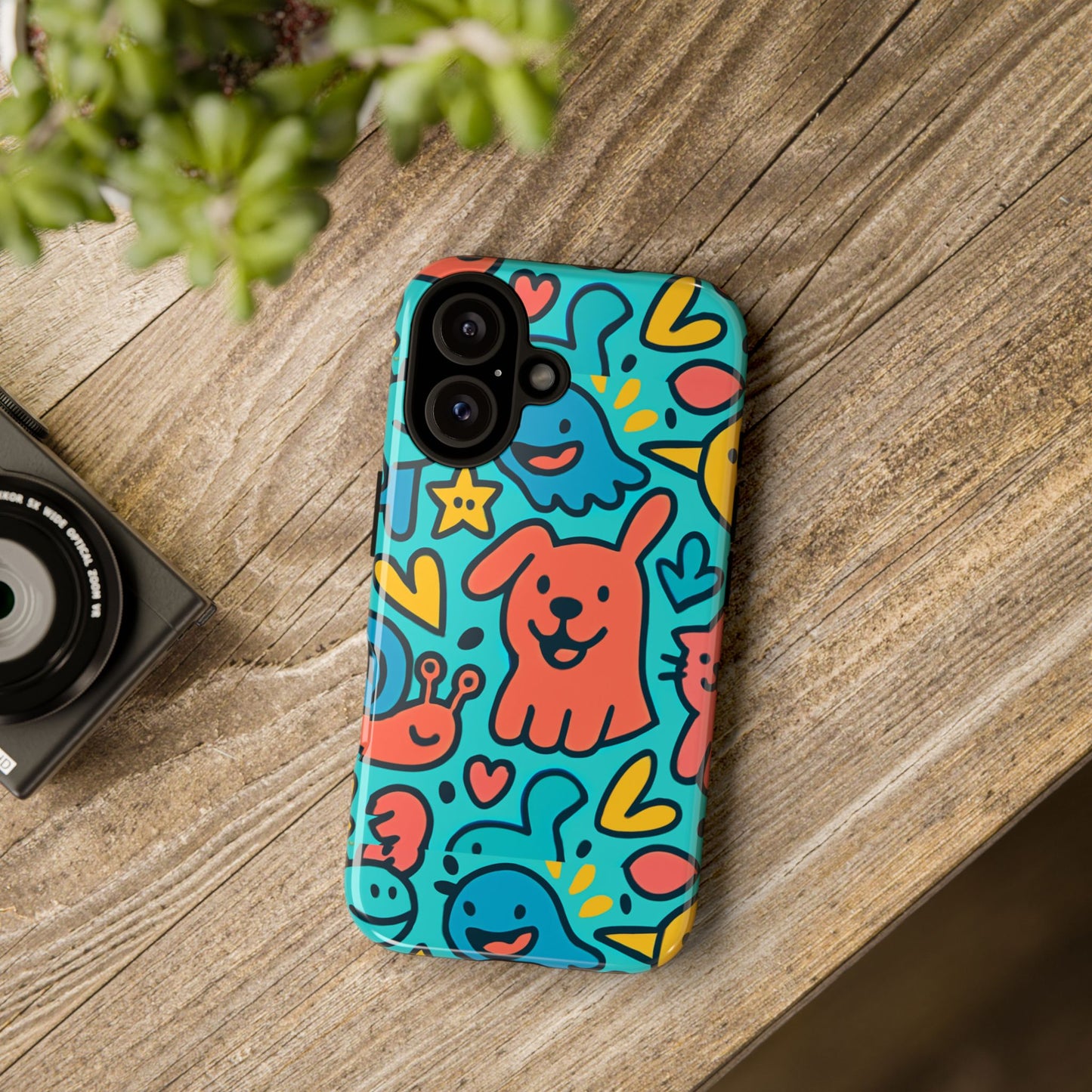 vibrant colourful protective phone case with fun animal cartoon design – stylish protection for kids and adults compatible with iphone 13, 14, 15 & 16 – all models including pro, pro max & plus