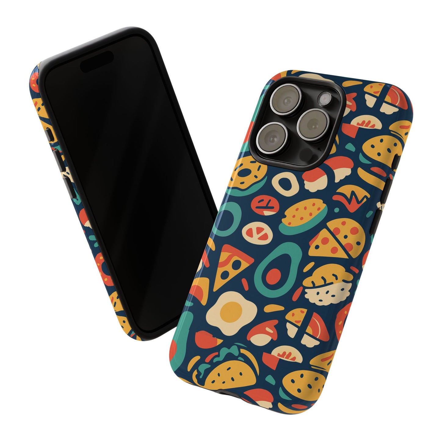 vibrant food-themed protective phone case with 3d design for stylish protection compatible with iphone 13, 14, 15 & 16 – all models including pro, pro max & plus