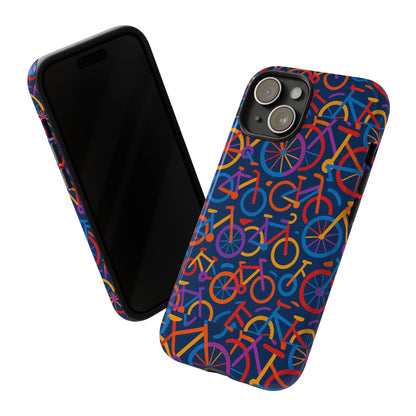 Multicolour 3D Bicycle Pattern Protective Phone Case Stylish Design for Creative Individuals Compatible with iPhone 13, 14, 15 & 16 – all models including Pro, Pro Max & Plus