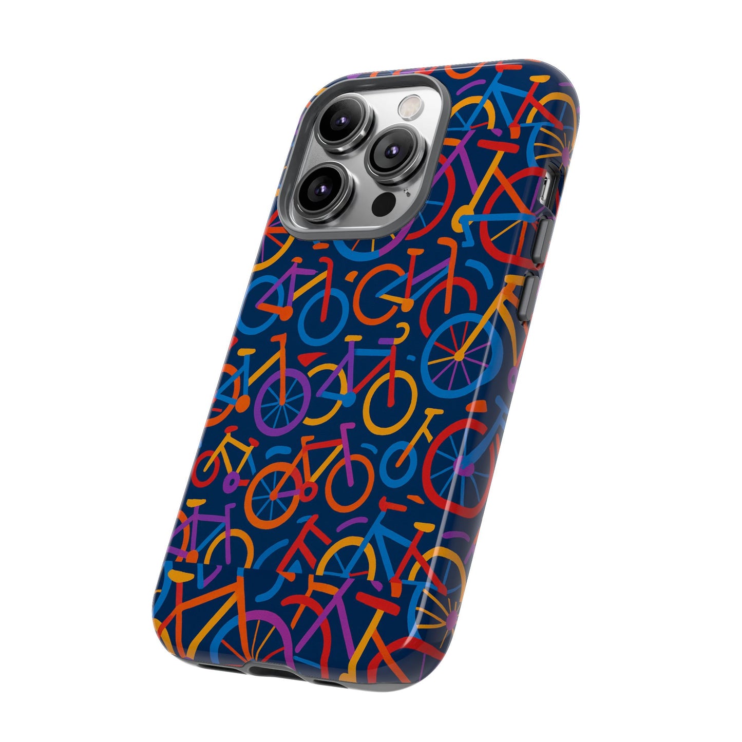 multicolour 3d bicycle pattern protective phone case stylish design for creative individuals compatible with iphone 13, 14, 15 & 16 – all models including pro, pro max & plus