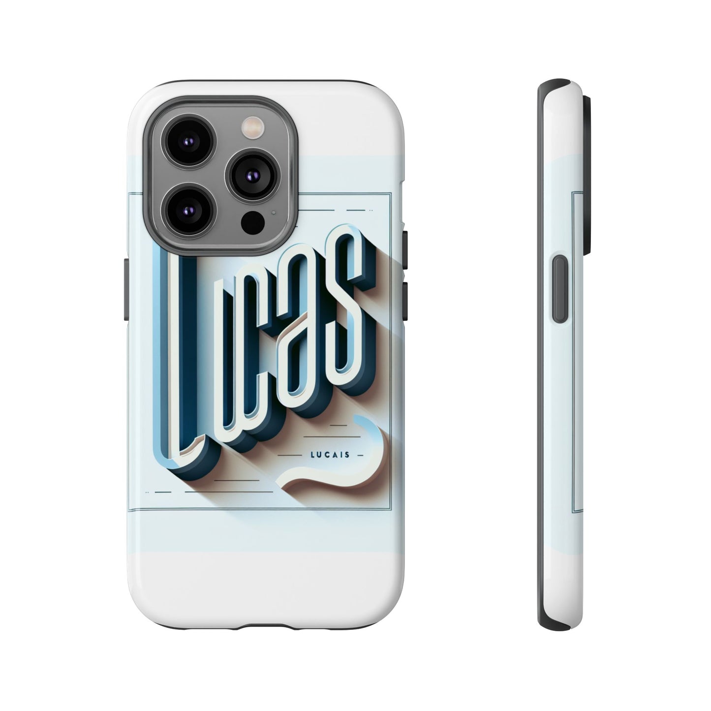 3d wrap protective phone case in blue with playful typography design – stylish protection compatible with iphone 13, 14, 15 & 16 – all models including pro, pro max & plus