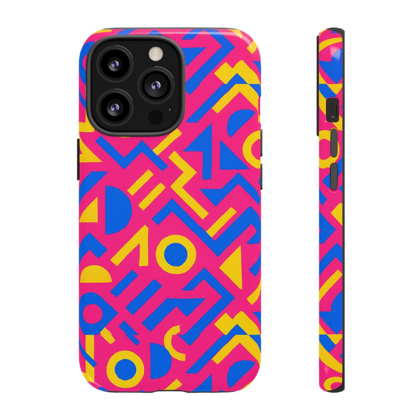 vibrant geometric 3d wrap protective phone case with multicolour design for unique style compatible with iphone 13, 14, 15 & 16 – all models including pro, pro max & plus