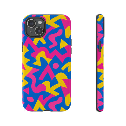 Vibrant Y2K Geometric Protective Phone Case with 3D Wrap Design for Unique Style Compatible with iPhone 13, 14, 15 & 16 – all models including Pro, Pro Max & Plus