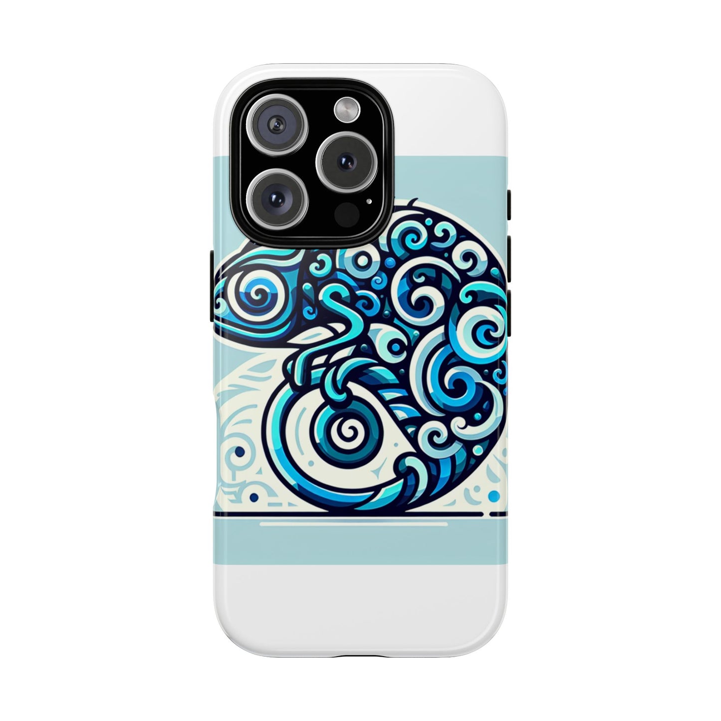 vibrant 3d wrap protective phone case with playful chameleon design in blue – unique accessory for self-expression compatible with iphone 13, 14, 15 & 16 – all models including pro, pro max & plus