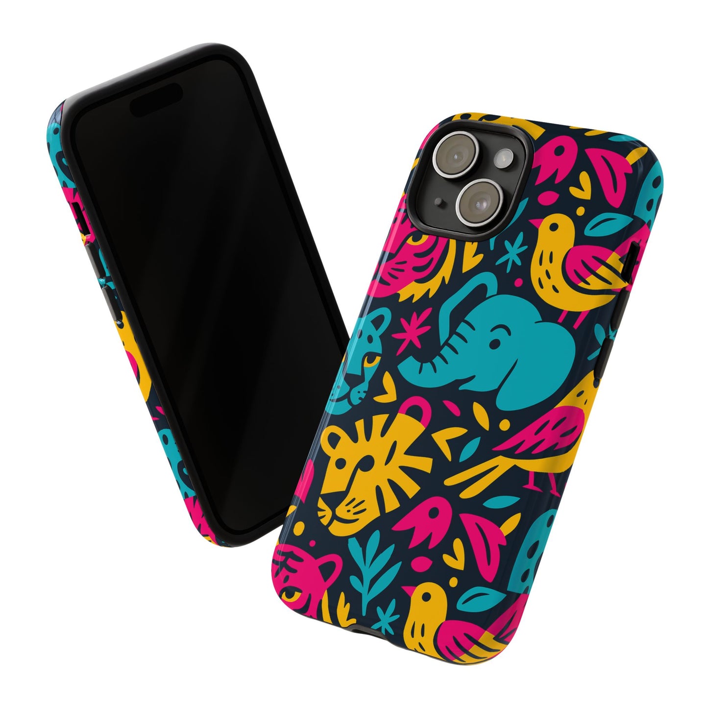 vibrant 3d animal print protective phone case colourful design for stylish protection compatible with iphone 13, 14, 15 & 16 – all models including pro, pro max & plus
