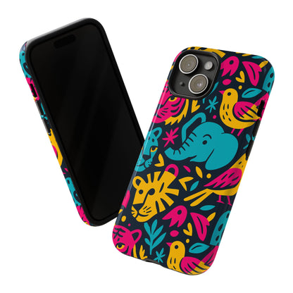 Vibrant 3D Animal Print Protective Phone Case Colourful Design for Stylish Protection Compatible with iPhone 13, 14, 15 & 16 – all models including Pro, Pro Max & Plus