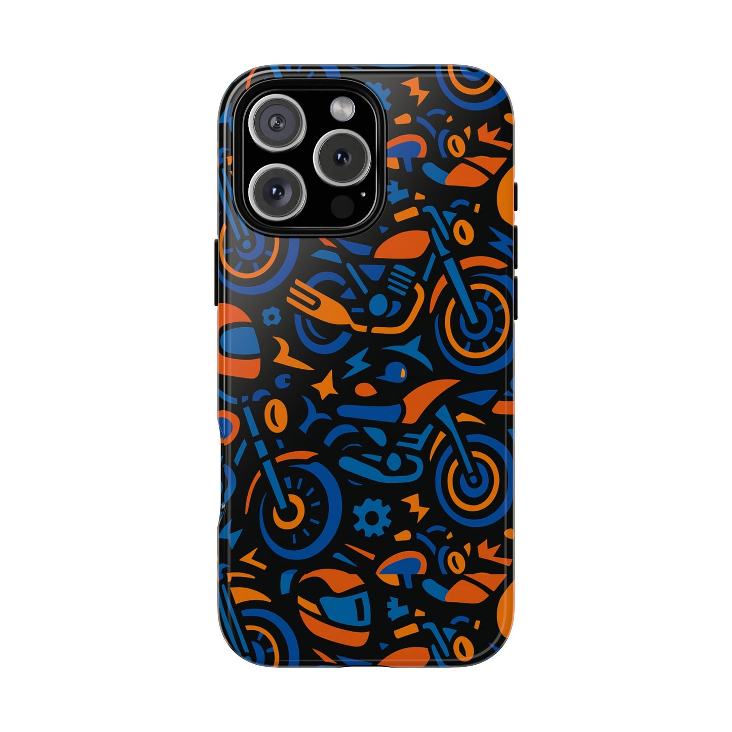 vibrant motorcycle phone case in multicolour design for stylish protection compatible with iphone 13, 14, 15 & 16 – all models including pro, pro max & plus