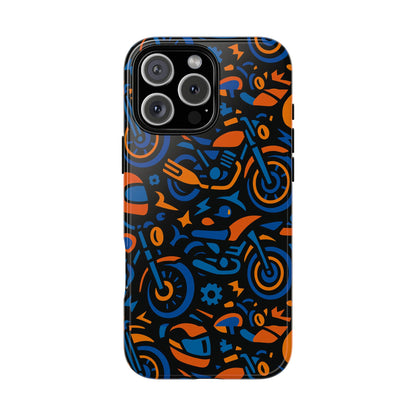 Vibrant Motorcycle Phone Case in Multicolour Design for Stylish Protection Compatible with iPhone 13, 14, 15 & 16 – All Models Including Pro, Pro Max & Plus