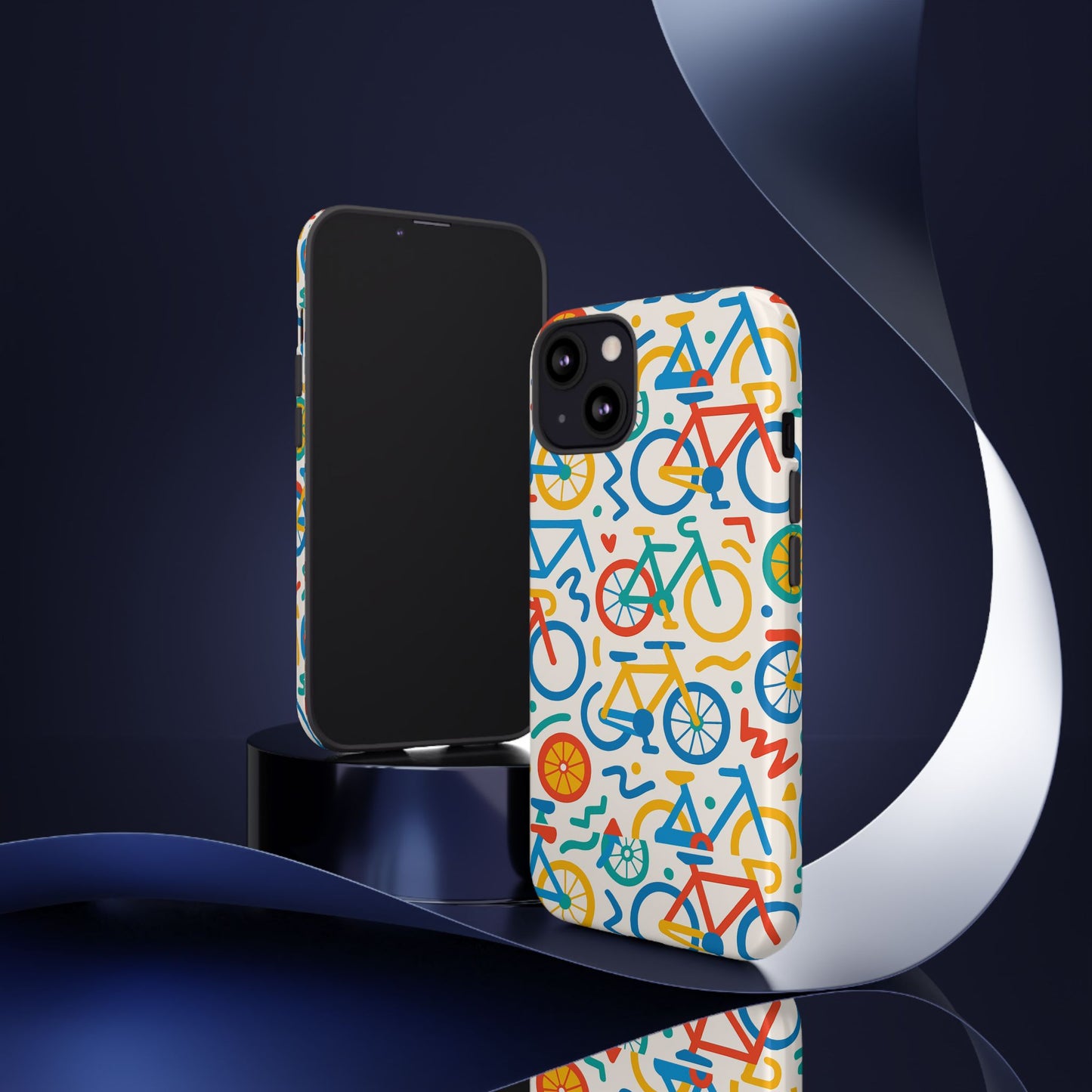 vibrant 3d bicycle print protective phone case – colourful unisex accessory for style and fun – compatible with iphone 13, 14, 15 & 16 – all models including pro, pro max & plus