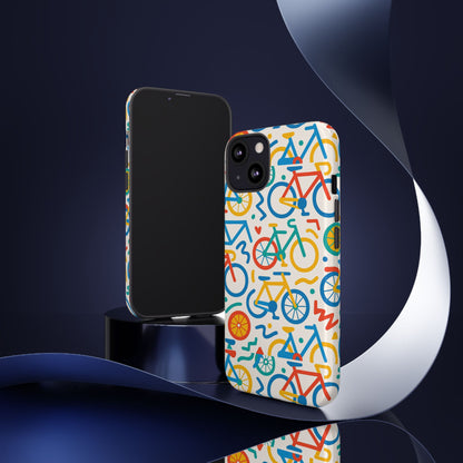 Vibrant 3D Bicycle Print Protective Phone Case – Colourful Unisex Accessory for Style and Fun – Compatible with iPhone 13, 14, 15 & 16 – All Models Including Pro, Pro Max & Plus