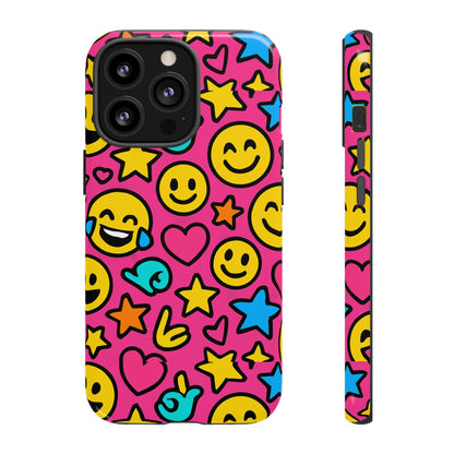 Vibrant Pink Emoji Phone Case with 3D Wrap Design for Stylish Protection Compatible with iPhone 13, 14, 15 & 16 – All Models Including Pro, Pro Max & Plus