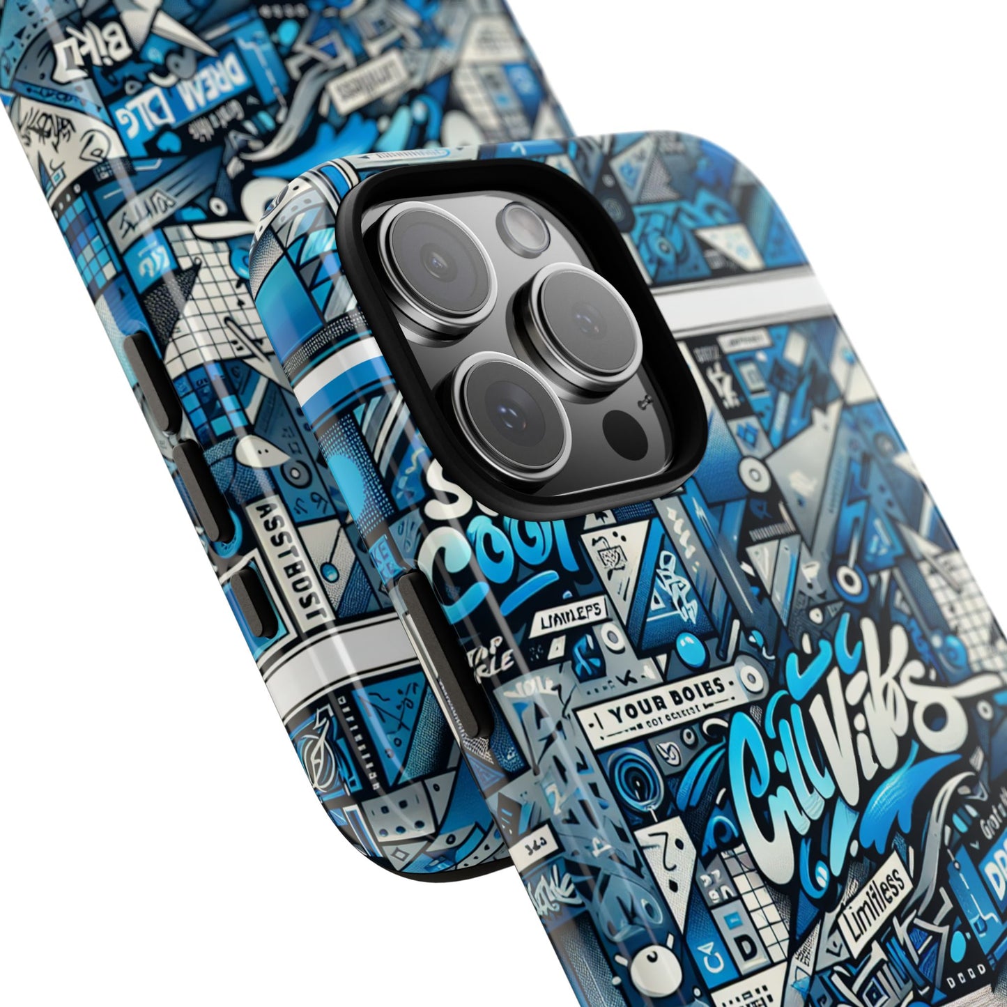 vibrant 3d wrap protective phone case in retro blue aesthetic for stylish protection compatible with iphone 13, 14, 15 & 16 – all models including pro, pro max & plus