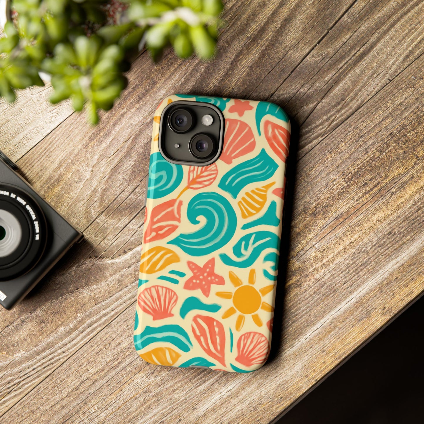 vibrant beach style protective phone case with 3d wrap design for stylish protection – compatible with iphone 13, 14, 15 & 16 – all models including pro, pro max & plus
