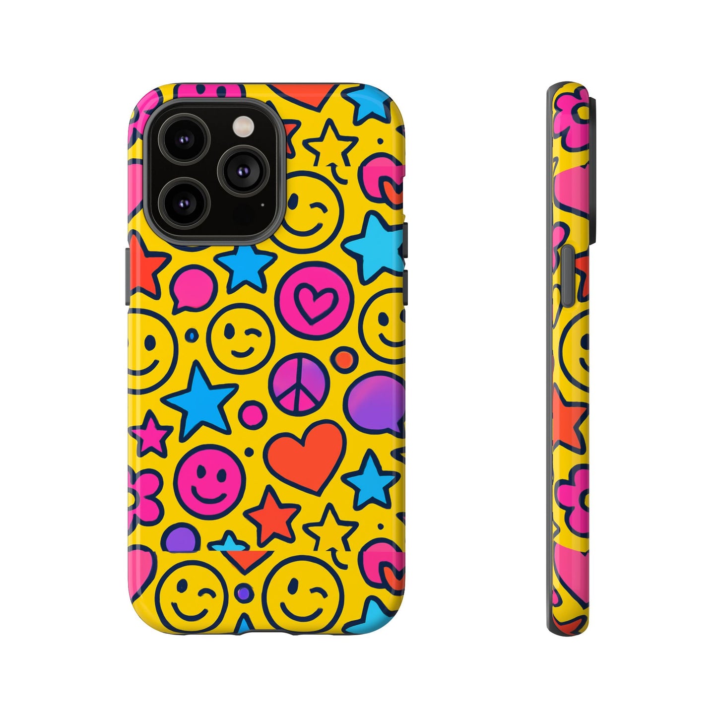 multicolour emoji protective phone case with 3d wrap design for stylish protection and individual expression compatible with iphone 13, 14, 15 & 16 – all models including pro, pro max & plus