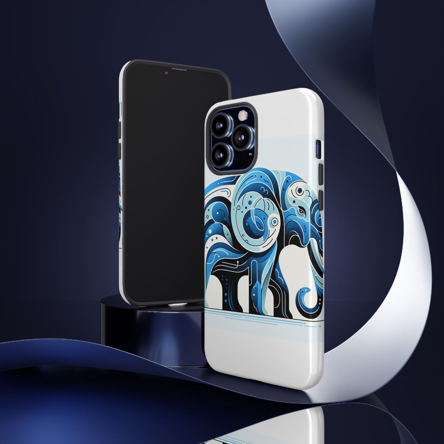 vibrant 3d blue elephant design protective phone case – unique abstract art style for stylish protection compatible with iphone 13, 14, 15 & 16 – all models including pro, pro max & plus