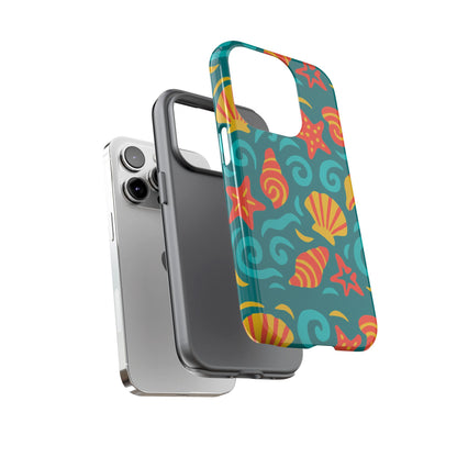 Vibrant Coastal Shell Pattern Protective Phone Case for Stylish Self-Expression Compatible with iPhone 13, 14, 15 & 16 – all models including Pro, Pro Max & Plus