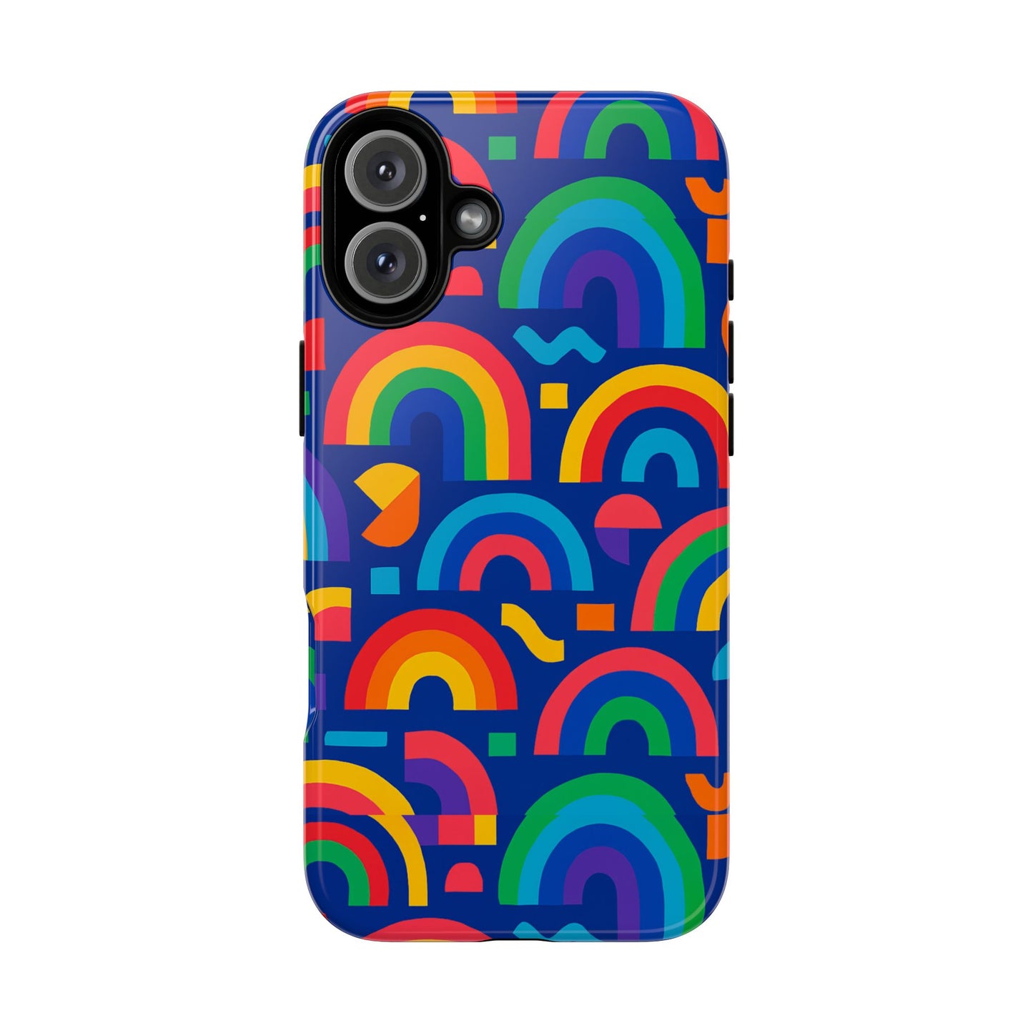 vibrant rainbow geometric 3d wrap protective phone case for stylish accessories compatible with iphone 13, 14, 15 & 16 – all models including pro, pro max & plus
