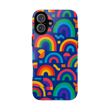 Vibrant Rainbow Geometric 3D Wrap Protective Phone Case for Stylish Accessories Compatible with iPhone 13, 14, 15 & 16 – All Models Including Pro, Pro Max & Plus