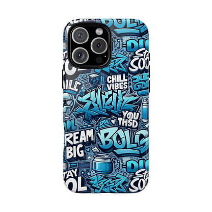 Protective Phone Case with 3D Blue Graffiti Design for Stylish Device Protection and Unique Expression Compatible with iPhone 13, 14, 15 & 16 – all models including Pro, Pro Max & Plus