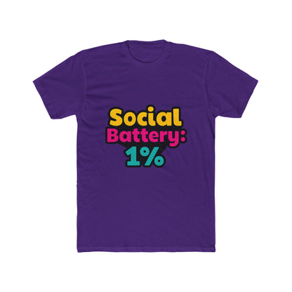 Social Battery 1% Meme Unisex T-Shirt – Multicolor Graphic Tee, Funny Casual Tee for Men and Women, Humorous T-Shirt for Everyday Wear, Sizes S-XXL