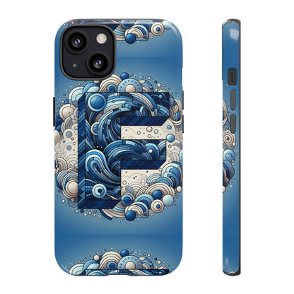 Blue Alphabet F Phone Case for iPhone and Android Durable Shockproof Cover with 3D Wrap Design and UV Protection