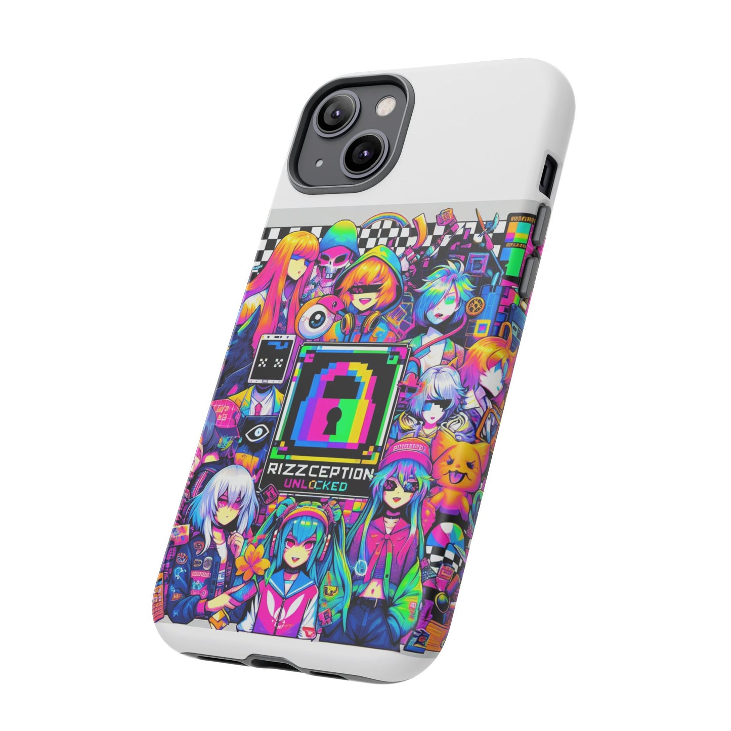 rizzception unlocked 3d wrap protective phone case for anime lovers, durable silicone liner, uv protected, stylish accessories for smartphones