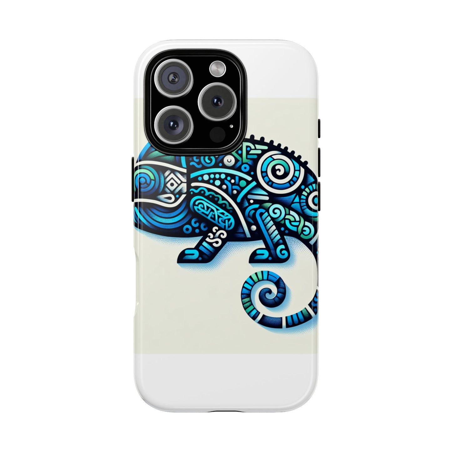 vibrant 3d chameleon phone case with blue design for stylish protection compatible with iphone 13, 14, 15 & 16 – all models including pro, pro max & plus