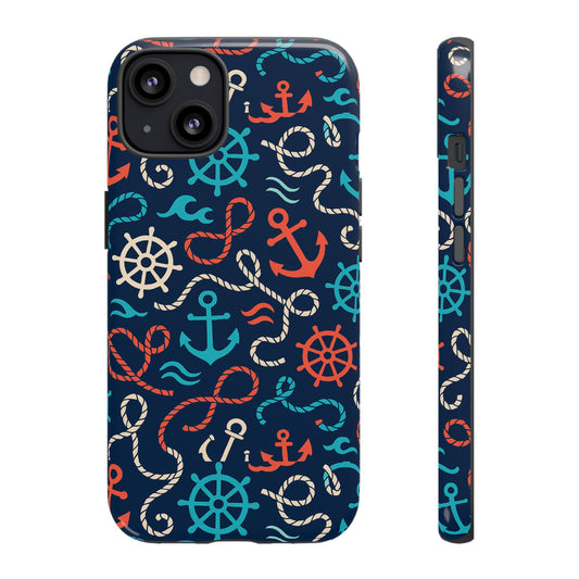 Nautical Themed 3D Wrap Protective Phone Case for Smartphones, Stylish Accessory for Everyday Use, Compatible with iPhone 13, 14, 15 & 16 – all models including Pro, Pro Max & Plus