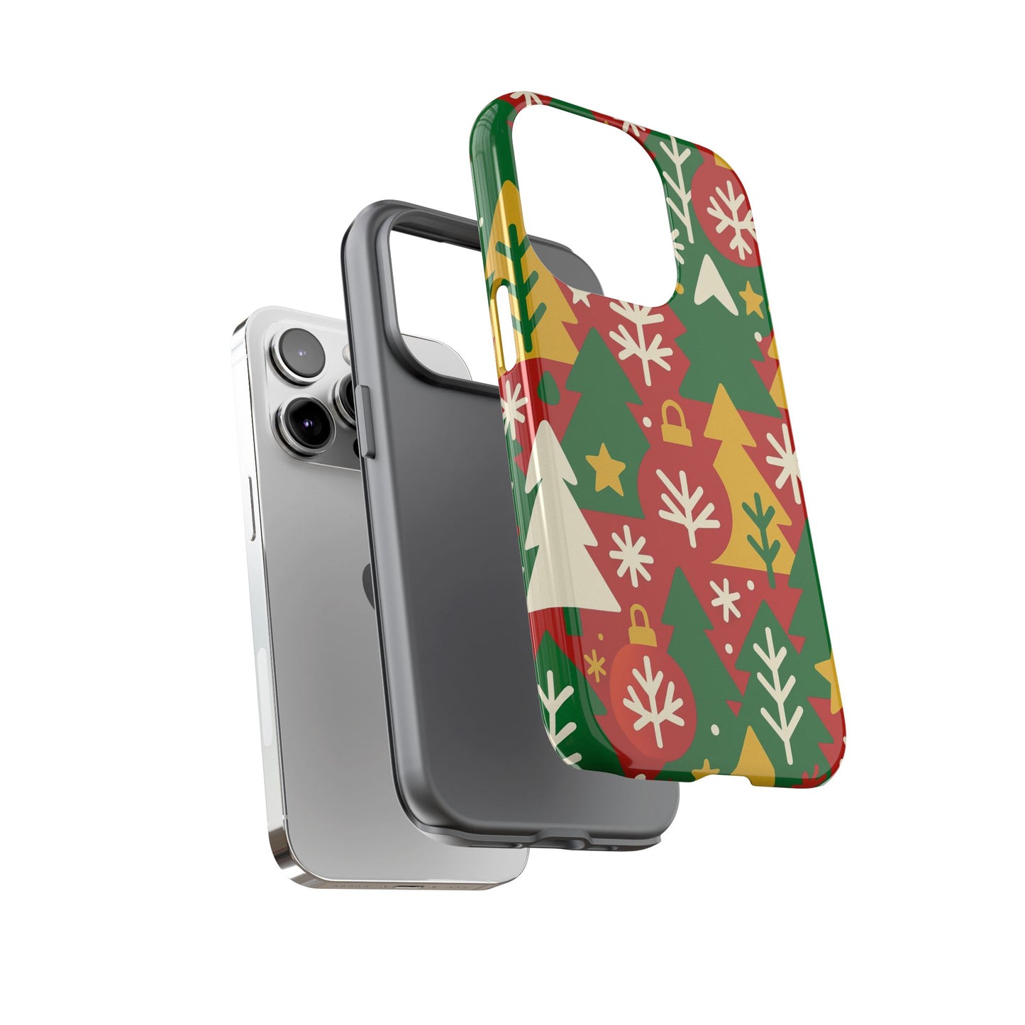 multicolour christmas tree 3d wrap phone case - fun festive holiday design for unique accessories compatible with iphone 13, 14, 15 & 16 - all models including pro, pro max & plus