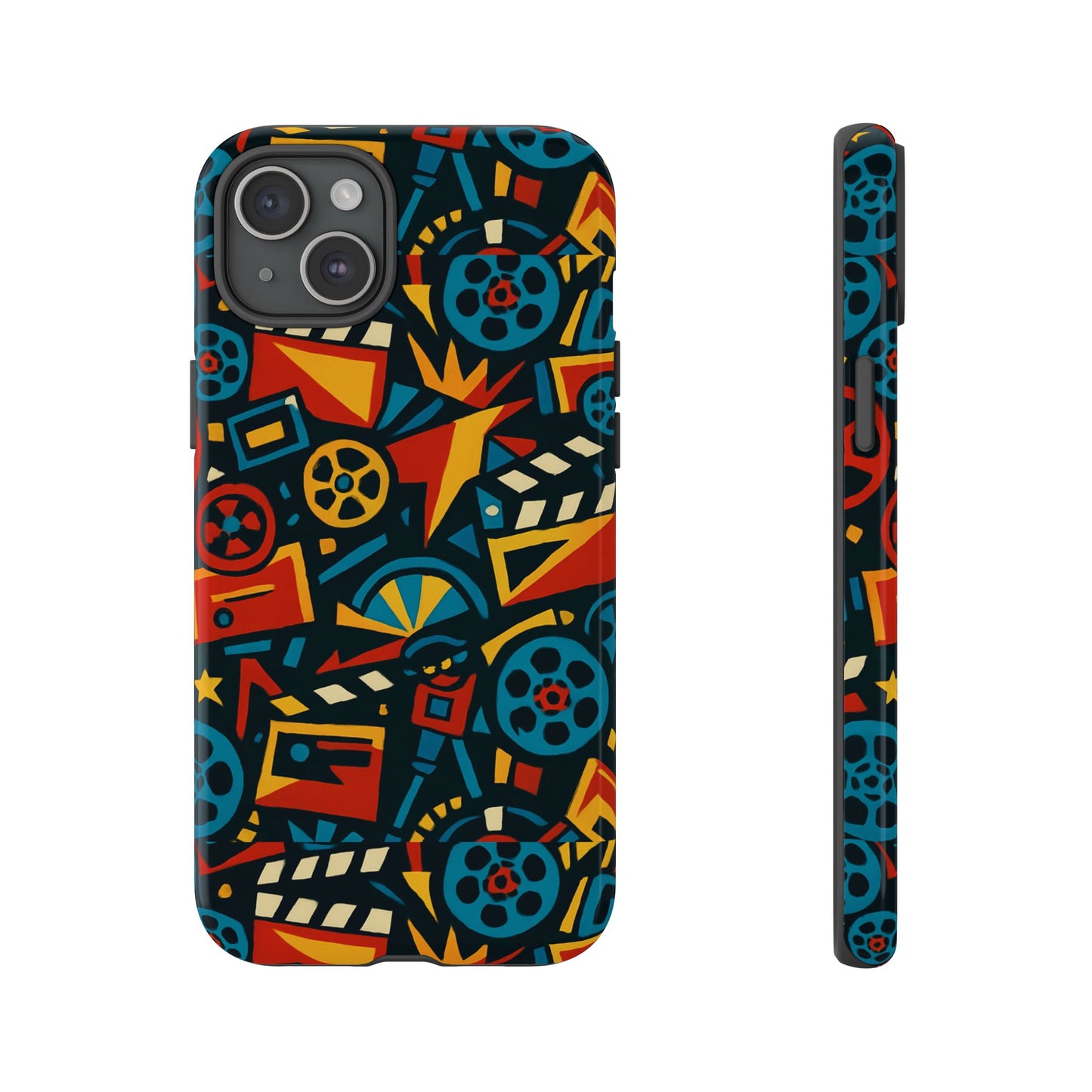 vibrant retro movie-inspired protective phone case with 3d design for stylish protection compatible with iphone 13, 14, 15 & 16 – all models including pro, pro max & plus