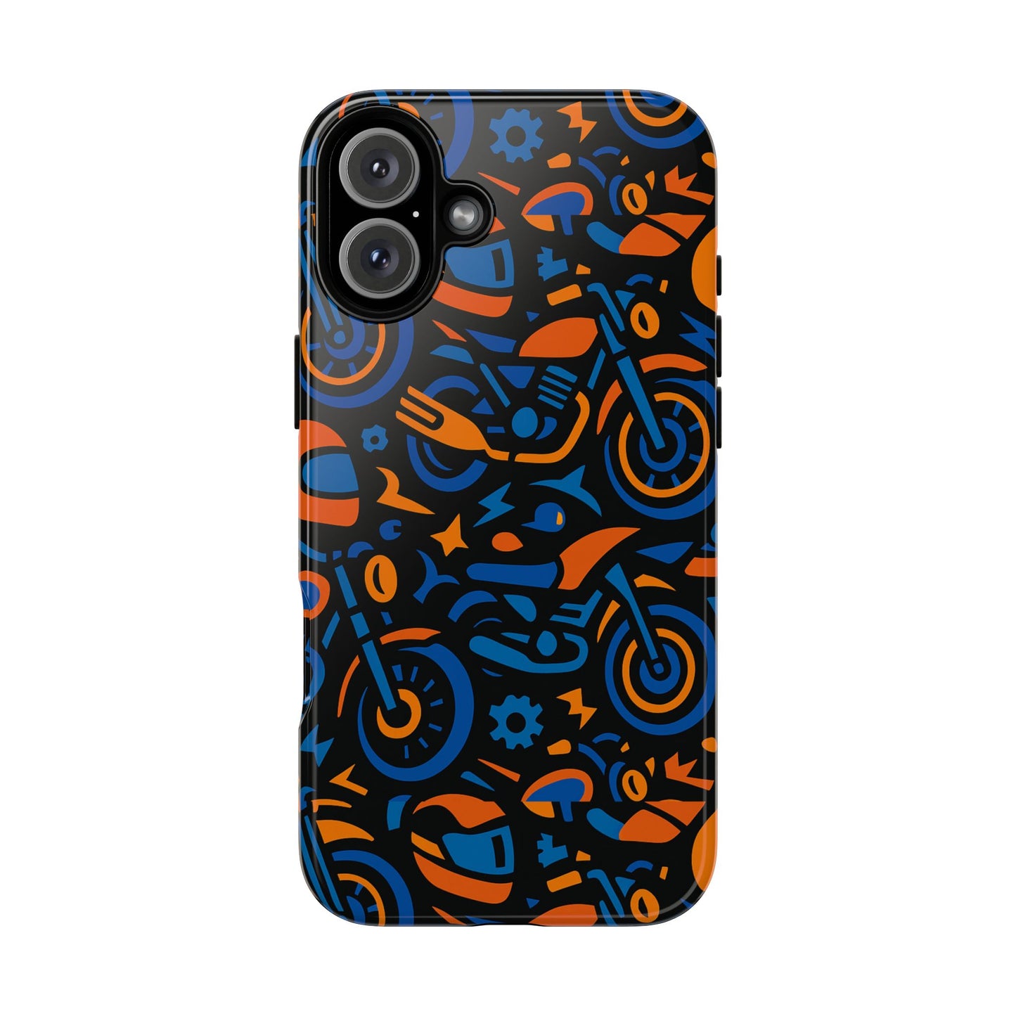 vibrant motorcycle phone case in multicolour design for stylish protection compatible with iphone 13, 14, 15 & 16 – all models including pro, pro max & plus