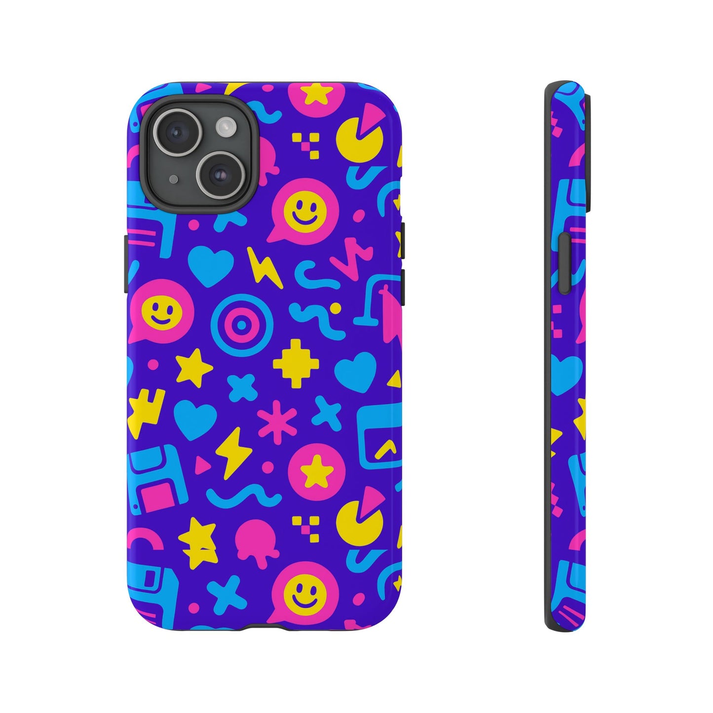 multicolor y2k protective phone case with 3d wrap design – fun and playful accessory compatible with iphone 13, 14, 15 & 16 – all models including pro, pro max & plus