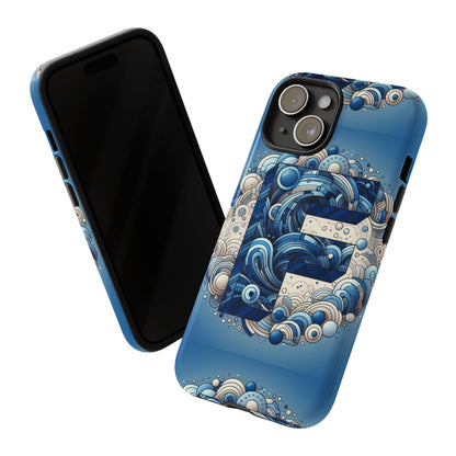 Blue Alphabet F Phone Case for iPhone and Android Durable Shockproof Cover with 3D Wrap Design and UV Protection